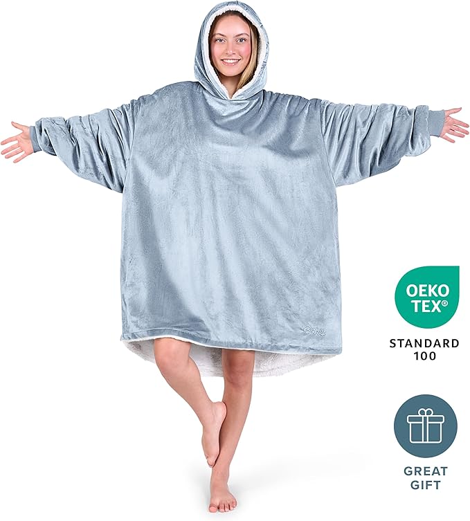 Bare Home Wearable Blanket Hoodie - Soft Plush Sherpa - Warm and Cozy - Oversized Wearable Blanket - Adult & Kid Sizes