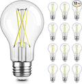 TJOY 12 Pack A19 Vintage LED Edison Bulbs, Dimmable, 60W Equivalent, High Brightness 5000K Daylight, Ultra-Bright, 8W E26 Standard Base, 800 Lumens, CRI80+, Clear Glass Filament Bulb for Home