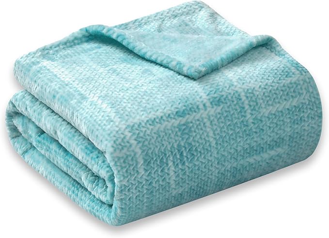 COOVA Fleece Throw Blanket for Couch, Super Soft and Cozy 3D Jacquard Warm Blankets, Lightweight and Fuzzy Throw for Bed, Sofa, Chair, Giftable (Light Green, 50"x60")