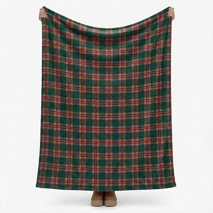 Horaldaily Dark Green Red Farmhouse Plaid Spring Decorative Blanket Throw, Christmas Rustic Soft Lightweight Blanket for Couch Sofa Bed Lounging Decoration, Ideal Gifts for Kids Adults Self, 60x80