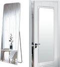 57x20 Door Hanging Full Length Mirror, Floor (Height 5.7ft just Body in 1.3ft) or Wall Mounted Metal Frame Rectangle Dressing Mirrors for Bedroom Bathroom Living Room 57 inch Silver