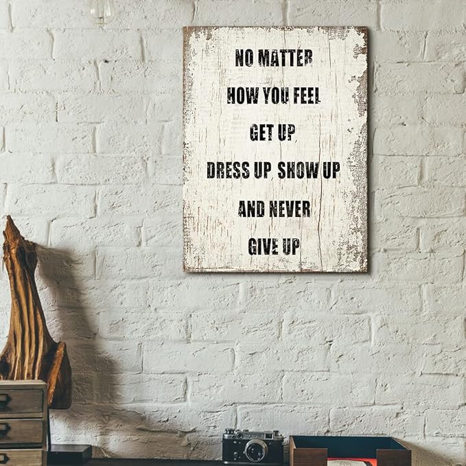 Motivational Wall Art Office Decor Quotes Wall Decor for Men Women Positive Canvas Prints Wooden Picture Artwork for Classroom Gym Home Decorations, 12x16 Inch with Inner Framed