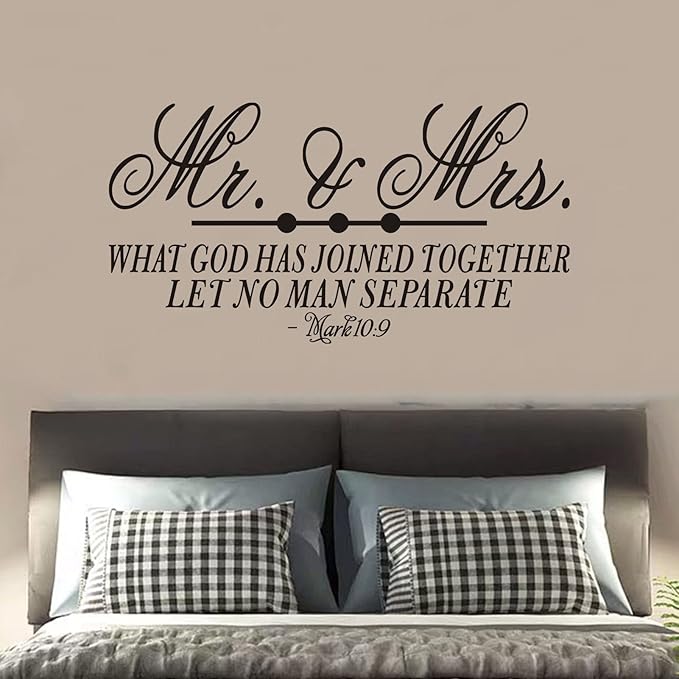 Wall Decals for Bedroom, Wall Stickers for Bedroom, (Easy to Apply), Vinyl Wall Decor Art Quotes, Bible Verse Church Christian God Scripture Inspirational Home Sayings Word Sign, Mr and Mrs 21"X11"