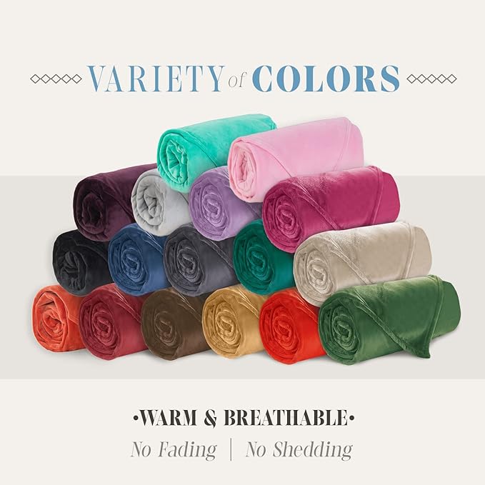 Elegant Comfort Luxury Velvety Feel Blanket, All-Season Lightweight Blanket, Ultra Plush, Soft, Cozy-Fuzzy Flannel Fleece for Couch, Sofa, Bed, Travel, Solid Design, Full/Queen, Cream-Beige