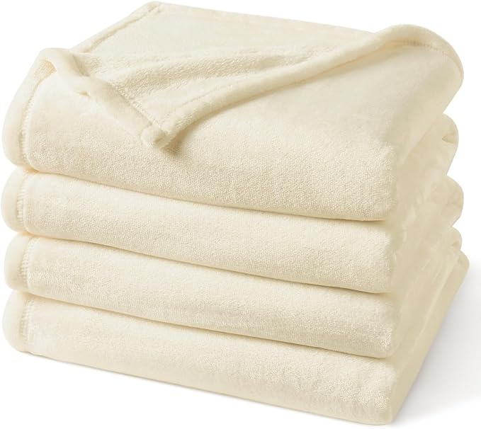 PHF Ultra Soft Fleece Blanket Twin Size, No Shed No Pilling Luxury Plush Cozy 300GSM Lightweight Blanket for Bed, Couch, Chair, Sofa, Perfect Decorations Gifts, 66" x 90", Cream