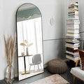 OGCAU Full Length Mirror, 65"x22" Arched Full Body Mirror, Hanging, Leaning or Standing, Wall Mounted for Bedroom Living Room, Black