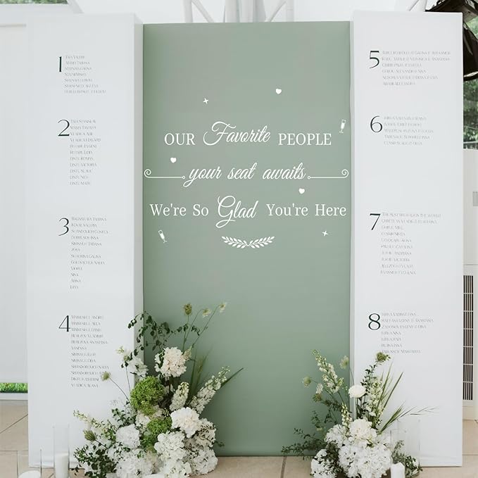 HLNIUC Wedding Mirror Sticker,Our Favorite People Your Seat Awaits Mirror Stickers Wedding Welcome Decals Double-Sized,Personalized Letters Number Wall Decal for Window Sign Marriage Decoration