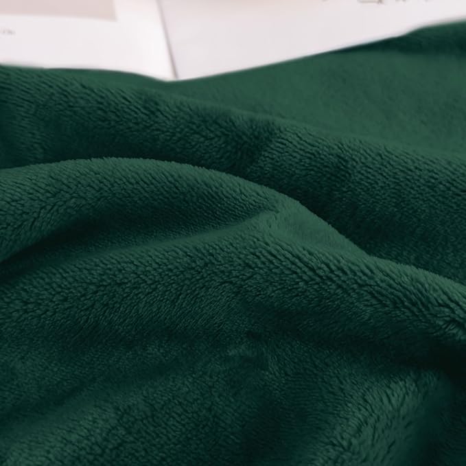 Ultra Soft Fleece Throw Blanket, Silky Flannel Fuzzy Blanket for All Season, Cozy Lightweight Blanket for Couch, Bed, Sofa, 50" x 60", Forest Green, Throw