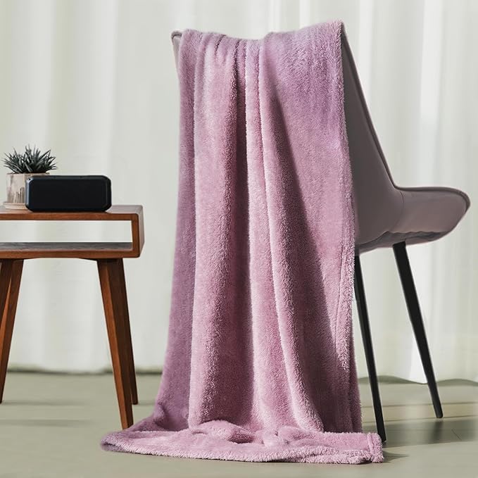 Plush Fleece Throw Blanket for Couch and Bed, Fluffy Fuzzy Cozy Lightweight Soft Blankets All Season Use (40x50 Inches,Lavender Purple)