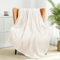Exclusivo Mezcla Fleece Ivory Throw Blanket for Couch, Sofa, Super Soft and Warm Blankets, All Season, Cozy, Plush, Lightweight, 50x60 Inches