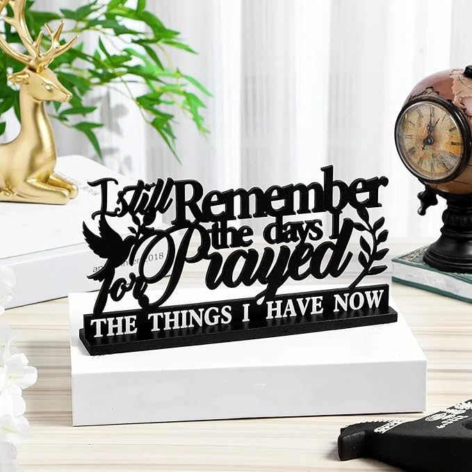 Geetery Inspirational Table Centerpieces Wooden Religious Inspirational Home Decoration Motivational Blessed Table Decor for Home Kitchen Office Faith Christian Gifts Supplies Decor(Prayed)