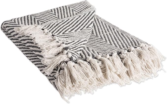 DII Rustic Farmhouse Cotton Chevron Blanket Throw with Fringe for Chair, Couch, Picnic, Camping, Beach, & Everyday Use, 50 x 60 - Urban Chevron Mineral