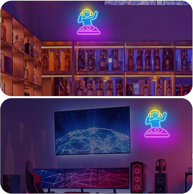 Cool Neon Sign for Wall Decor. Anywin DJ Player Neon Signs USB Led Lights with Dimmable for Bar Decor, Neon Decor Gifts for Birthday, Party for Bedroom Kidsroom Living Room Bar Gaming Room Men Cave