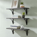 Reinforced Steel Bracket Grey Bathroom Shelves - Easy to Install, Template and Video Included - Gray Shelves for Wall, Grey Shelf