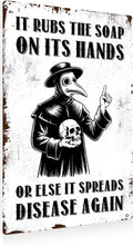 Funny Wash Your Hand Plague Doctor Gothic Tin Decor Wall Decor Guest Wall Decor Art Metal Tin Sign In The Bathroom Bedroom 8 X 12 Inch