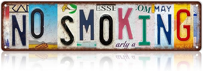 Vintage No Smoking Metal Tin Signs Street Signs Man Cave Bar Cafe Home Wall Decor 16 x 4 Inches