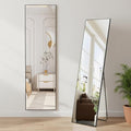 NEWBULIG Full Length Mirror 59.2"x16" for Bedroom, Full Body Mirror with Stand, Hanging or Leaning for Wall, Aluminum Alloy Thin Frame Floor Standing for Living Room, Long, Black