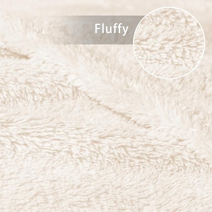 Exclusivo Mezcla Soft Fleece Throw Blanket for Couch, Super Soft Velvet Plush Fleece Blankets, Fuzzy Cozy and Warm for Winter, 50x60 Inches, Ivory