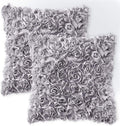MIULEE 3D Rose Flower Pillow Covers Pack of 2 Decorative Spring Floral Romantic Stereo Chiffon Aesthetic Solid Pillowcase for Girl Bedroom Living Room Decor 16x16 Inch Grey