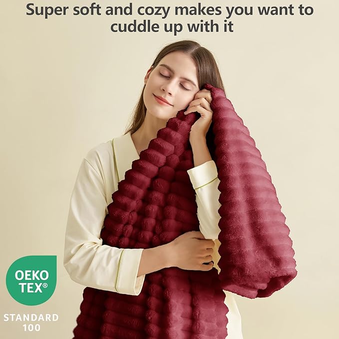 Soft Deep Red Twin Blanket for Bed - Cozy Fleece Blanket for Women, Fluffy Lightweight Bed Blankets Graduation Birthday Gifts for Her Him, Spring Home School Dorm Decor, Deep Red, 60x80 Inches