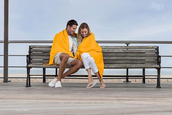 MV Sport Lightweight Sweatshirt Blanket Throw – Warm & Cozy, Breathable Oversized Fleece Knit, Couch, Bed, Travel, Cold Nights, and Outdoors – Soft Light Weight Blanket 54" x 84" Soft Yellow