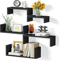 SRIWATANA Floating Shelves for Wall, Wall Shelves for Bathroom, Bedroom, Living Room, Kitchen, Office, Wood Shelves for Home Decor Set of 5 (Weathered Black)