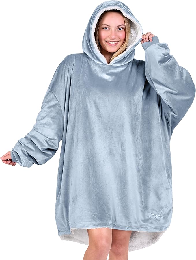 Bare Home Wearable Blanket Hoodie - Soft Plush Sherpa - Warm and Cozy - Oversized Wearable Blanket - Adult & Kid Sizes