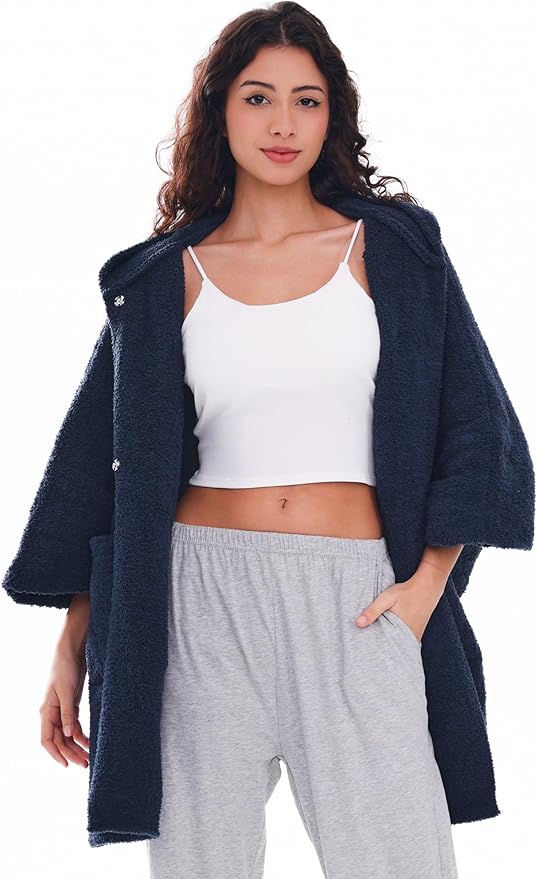 WDCOZY Wearable Blanket Hoodie Poncho Throw Comfy Soft Warm Cape Shawl Cozy Cloak Wrap Hooded with Sleeves For Women Adults