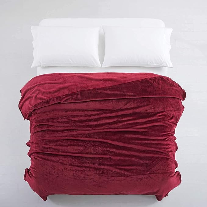IR Imperial Rooms Fleece Blanket Twin Size 60x80 Inches - Super Soft Fluffy Burgundy Throw Blanket for Sofa and Bed - Warm and Cozy Lightweight 400 GSM Microfiber Bed Throws Blankets