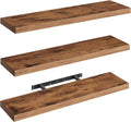 Floating Shelves for Wall, 1.5" Thick Wall Shelf Set of 3 with Invisible Brackets, L31.5 x W7.9 Hanging Shelves Farmhouse Home Decor for Bathroom, Living Room, Bedroom, Rustic Brown 8301BJP3BF