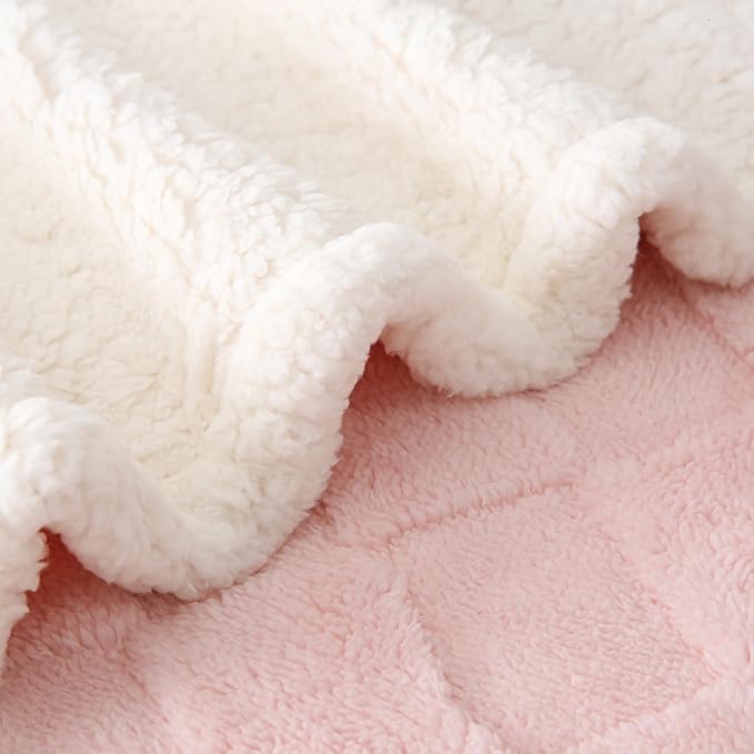 Pink Sherpa Throw Blanket for Couch, Flannel Cozy Soft Thick Blanket Warm Twin Blanket for Bed - Fleece, Pink, Home Decor Gifts for Women, 60x80 Inches