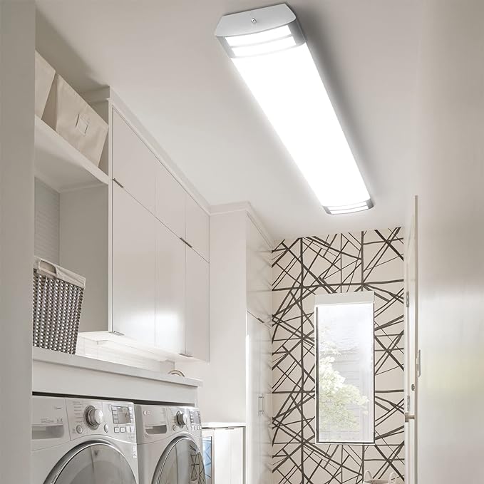 ANTLUX 4FT LED Flush Mount Puff Lights, 40W 4500LM, 4000K Neutral White, 48 Inch Linear LED Kitchen Ceiling Lighting Fixtures for Laundry, Craft Room, Fluorescent Light Replacement