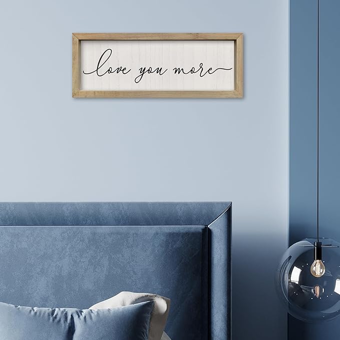 SRSZHIYUE I Love You More Sign16 X6 Vintage Love Quotes Theme Couples Wall Decor Framed Wood Above Over Bed for Master Bedroom Minimalist Wedding Gift Wall Art Hanging (Wood)
