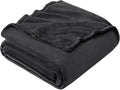 Hansleep Flannel Fleece Throw Blanket Twin Size, Super Soft Fluffy Bed Plush Blanket Throw, Luxury Fuzzy Cozy Couch Blanket for All Seasons, Charcoal, Twin 60x80