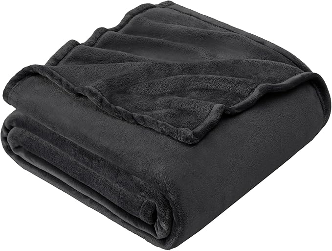 Hansleep Fleece Blanket for Couch Charcoal, Super Soft Flannel Fuzzy Throw Plush Cozy Blanket for All Seasons, Charcoal, Throw 50x60 Inches