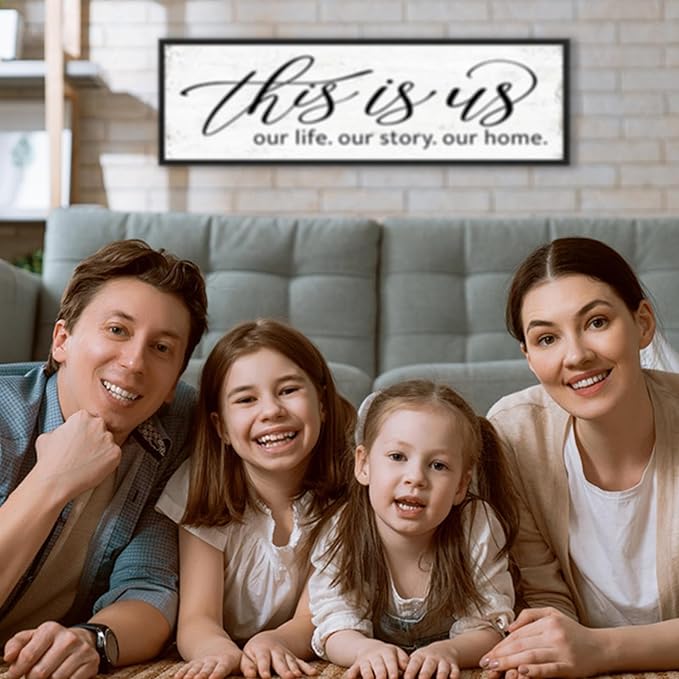 This Is Us Wall Decor Sign: Romantic Bedroom Wall Decor Above Bed For Couples, Family Love Quotes For Home Living Room, Modern Farmhouse Kitchen Country Decor Aesthetic