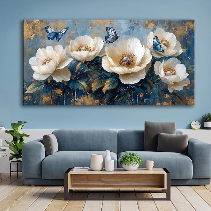 Flowers Canvas Wall Art - Modern landscape Paintings for Living Room, Bedroom Wall Decor, Framed Wall Art for Home or Office Decoration, Large Wall Art 48x24in