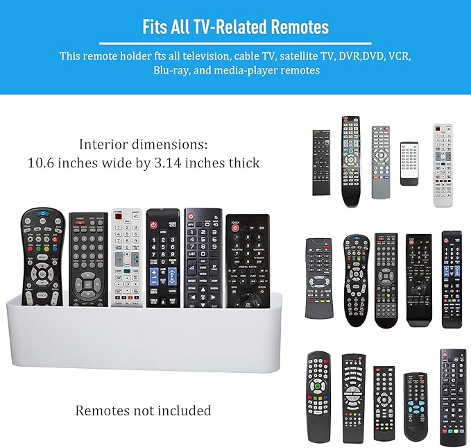 3 Pieces Adhesive Remote Holders Wall Mount Phone Holder Without The Need to Drill Holes in Your Wall Universal TV Remote Organizer Caddy Box for Bedroom Kitchen Bathroom