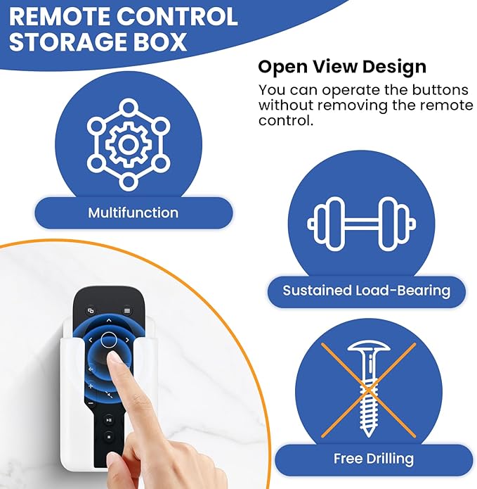 3 Pcs Wall Mount Remote Control Holders, Self Adhesive Media Player Air Conditioner Remote Storage Box Controller Holder for Home Nightstand, Office Desk (Multicolor)