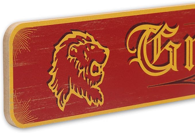 Harry Potter Gryffindor Horizontal Wood Wall Decor - Vintage Gryffindor Sign for Bedroom or Movie Room