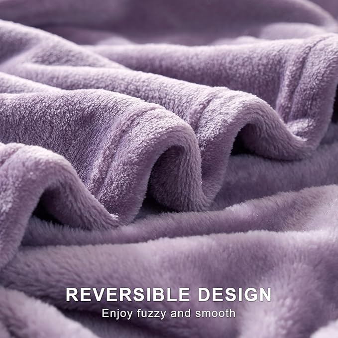 Hansleep Fleece Fog Purple Twin Blanket, Super Soft Flannel Fuzzy Plush Cozy Blanket for All Seasons, Fog Purple, Twin 60x80 Inches
