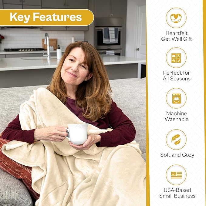 Get Well Soon Blanket – at Least You Dont Have to Wear A Cone Funny Get Well for Women & Men, Surgery, Illness, Sympathy & Comfort Throw, Ivory 50"x65"