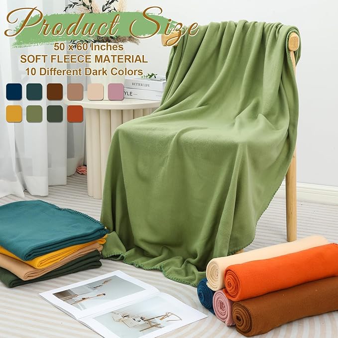 60PCS Vintage Fleece Blankets Bulk 50 X 60, Soft Lightweight Throw Blanket Kit Cozy Blanket Bulk for Bed Sofa Couch Warm Pet Fleece Blanket Set for Wedding Homeless Home Office Travel Gift for Seasons