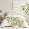 Snuggle Sac Spring Flower Throw Blanket for Couch, Fuzzy Microfiber Warm Winter Floral Blankets, Cute Throws for Girls Daughter Gifts, Flower Sage Green, 50x60 inches