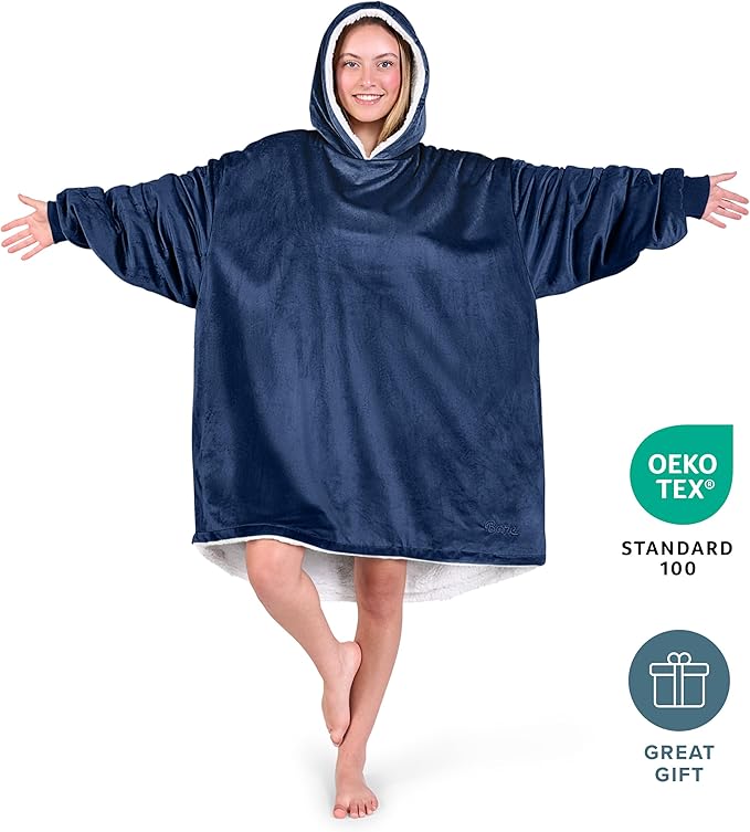 Bare Home Wearable Blanket Hoodie - Soft Plush Sherpa - Warm and Cozy - Oversized Wearable Blanket - Adult & Kid Sizes