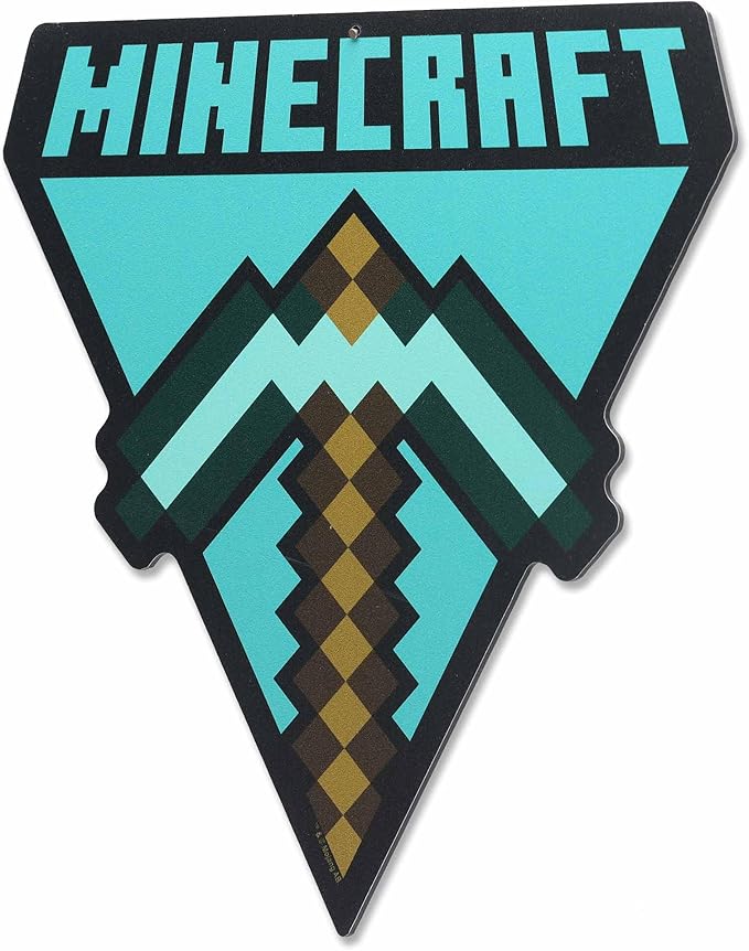 Open Road Brands Minecraft Pickaxe Metal Wall Art - Fun Minecraft Sign for Game Room or Bedroom