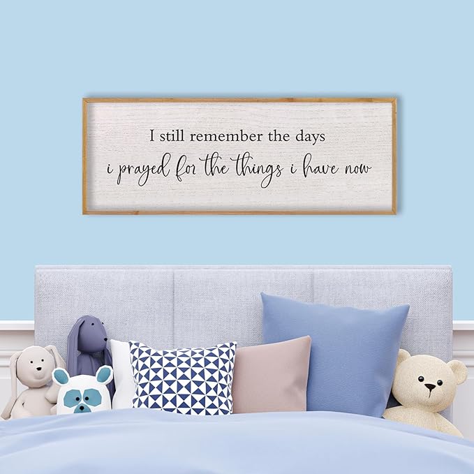 LuZhiQiang Bible Verse Wall Decor I Still Remember the Days I Prayed Sign 40"×15" Christian Grateful Inspirational Religious for Catholic Wall Art Scripture Living Room Religious Wall Hanging (Wood)