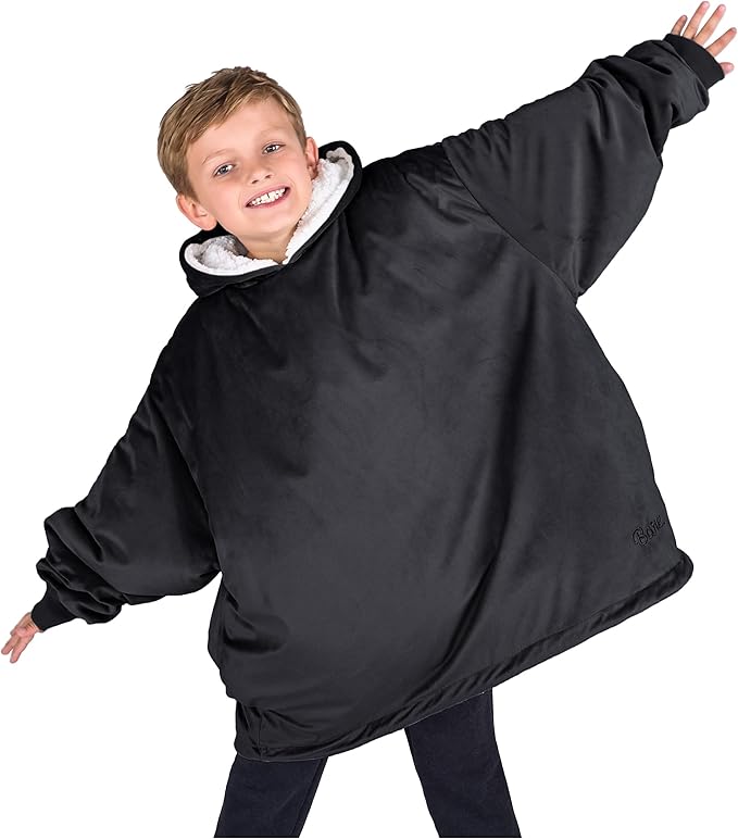 Bare Home Wearable Blanket Hoodie - Soft Plush Sherpa - Warm and Cozy - Oversized Wearable Blanket - Adult & Kid Sizes