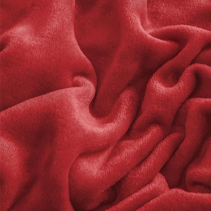 BEDELITE Flannel Sheets Queen Size Red - Super Soft Fleece Sheets Set Fluffy Extra Plush, 4 Piece(Include Fitted Sheet, Flat Sheet, 2 Pillowcases)