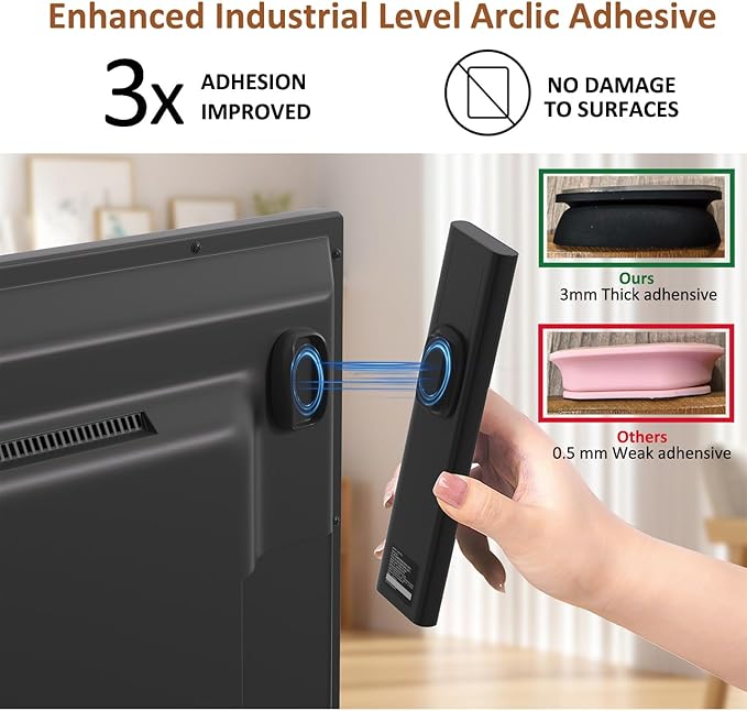 5 Pack Upgraded Magnetic Remote Control Holder Wall Mount - Enhanced N52 Magnets & Stronger Adhesive, No-Drill Remote Organizer for TV/Fan/AC Remotes